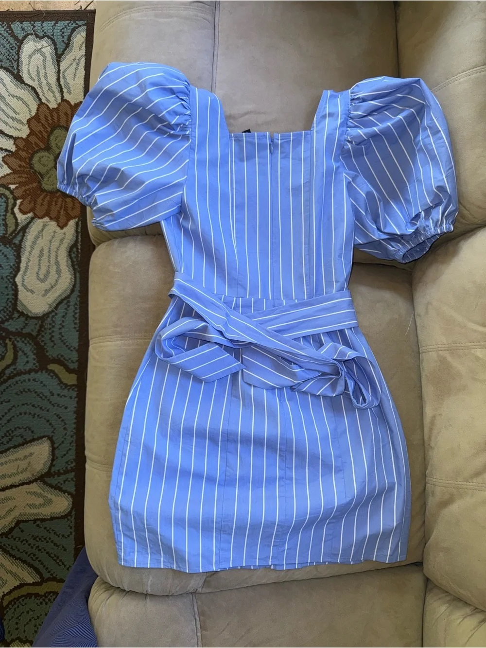 Express Striped Puff Sleeve Mini Dress
